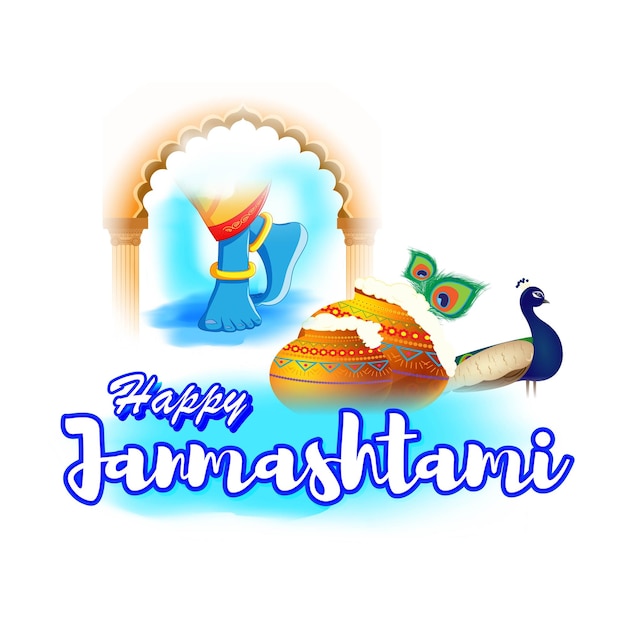 인도 축제 Janmashtami 인사말에 대 한 벡터 일러스트 레이 션