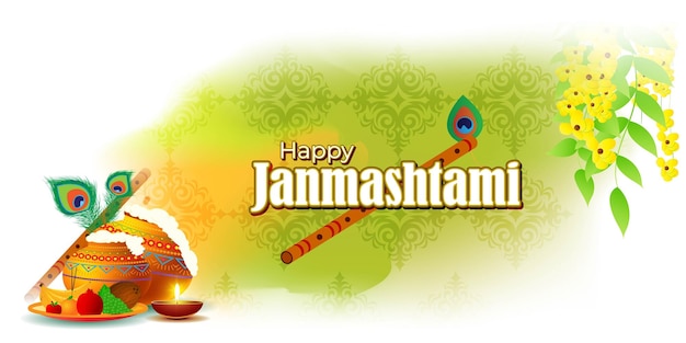 Vector vector illustration for indian festival janmashtami greeting