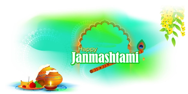 Vector illustration for Indian festival Janmashtami greeting