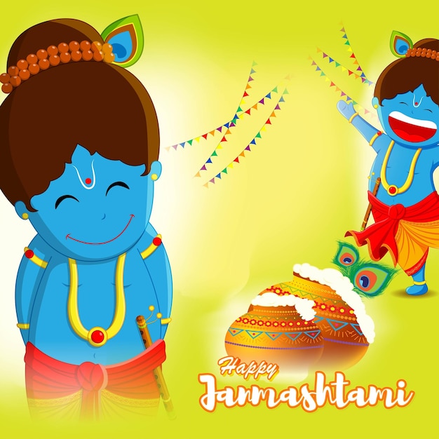 Vector illustration for Indian festival Janmashtami greeting