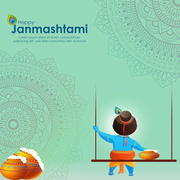 Vector illustration for Indian festival Janmashtami greeting