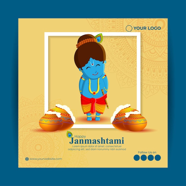 Vector vector illustration for indian festival janmashtami greeting
