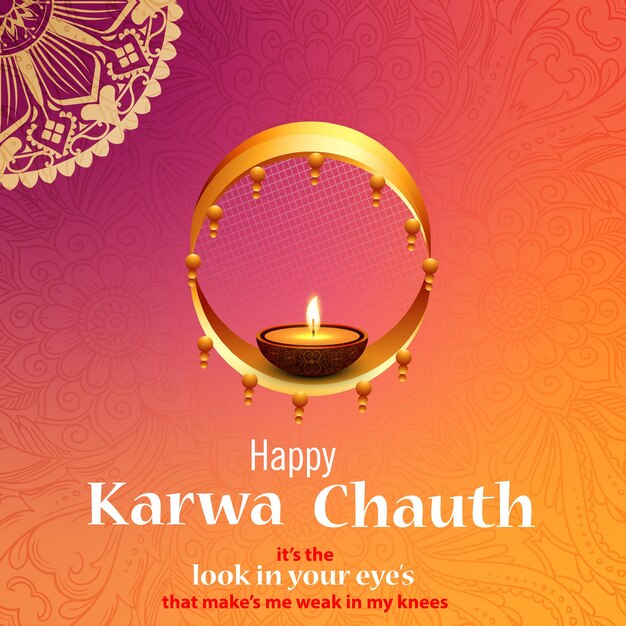 Vector illustration of indian festival karwa chauth with colorful background