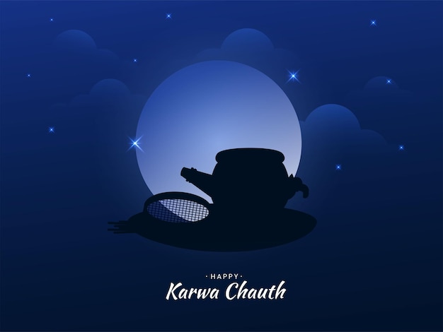 Vector illustration of Indian festival for married couples Happy Karwa Chauth