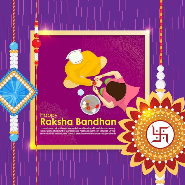 인도 축제 Raksha Bandhan 인사말에 대 한 벡터 일러스트 레이 션