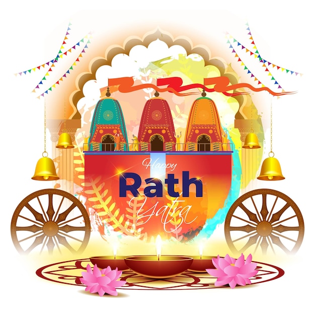 Vector vector illustration for indian festival rath yatra means chariot festival