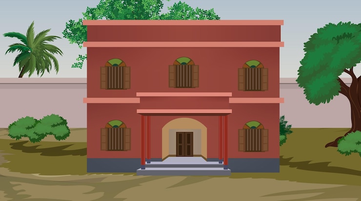 वेक्टर भारतीय घर वेक्टर आर्ट का वेक्टर चित्रण कार्टून के लिए गाँव का घर भारतीय गाँव का बैकग्राउंड