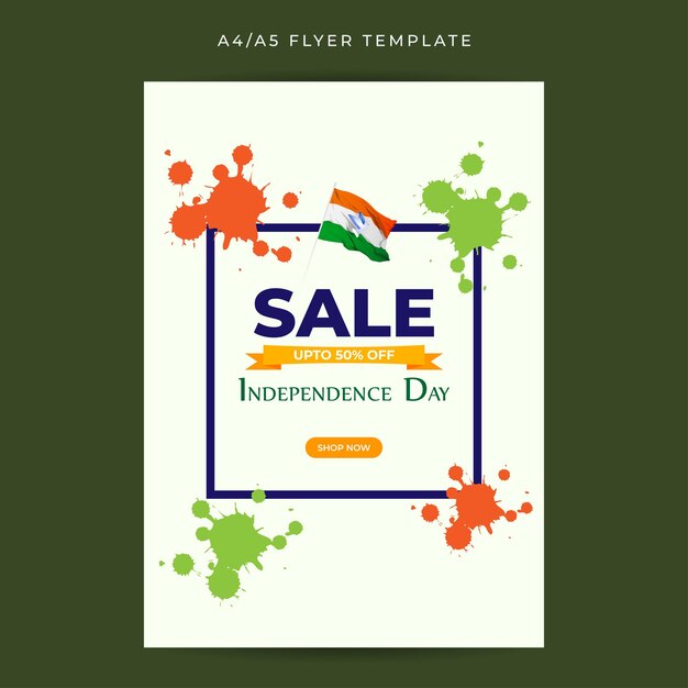 Vector illustration of Indian Independence Day Sale social media story feed mockup a4 template