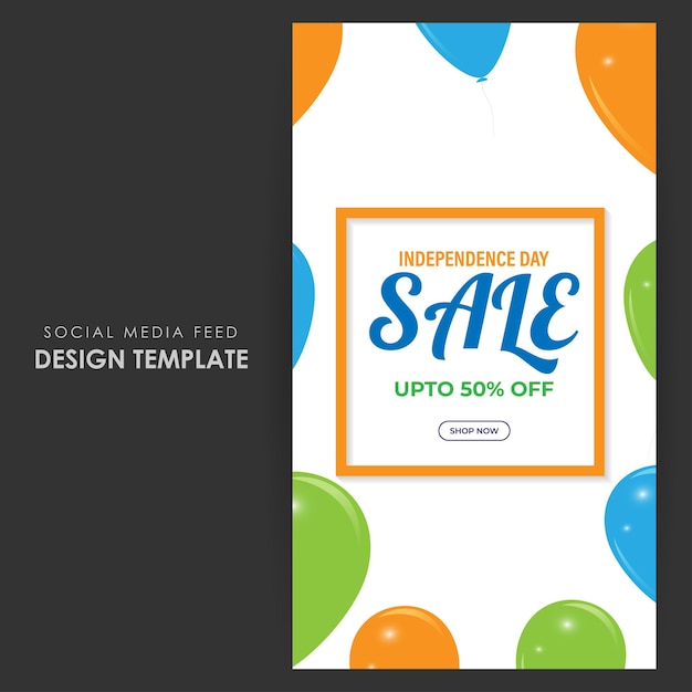 インド独立記念日セール ソーシャル メディア ストーリー フィード モックアップ テンプレートのベクトル イラスト
