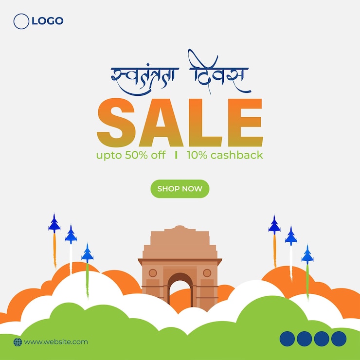 वेक्टर vector illustration of indian independence day sale social media story feed mockup template