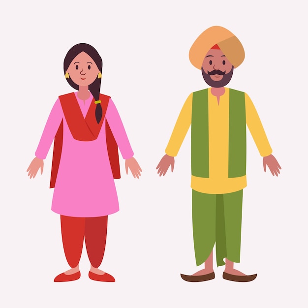 Vector vector illustration of indian punjabi couple character