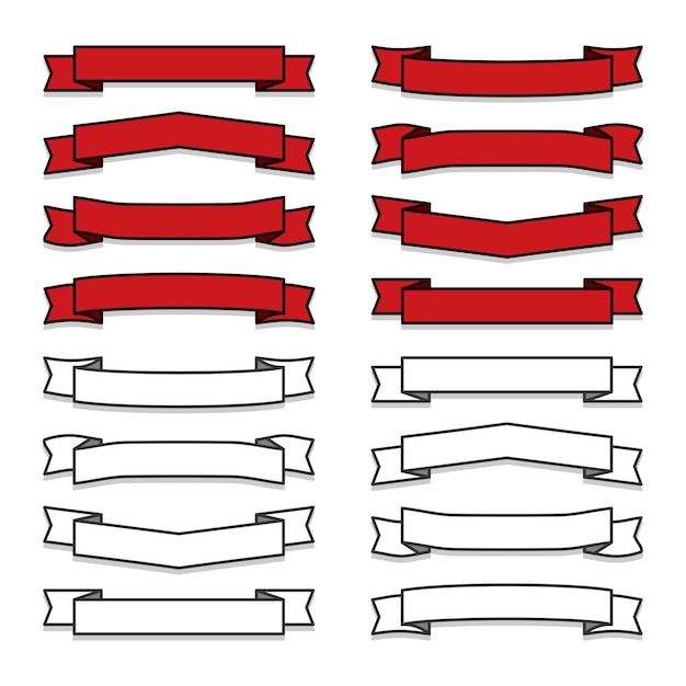 Illustrazione vettoriale del nastro rosso e bianco indonesiano