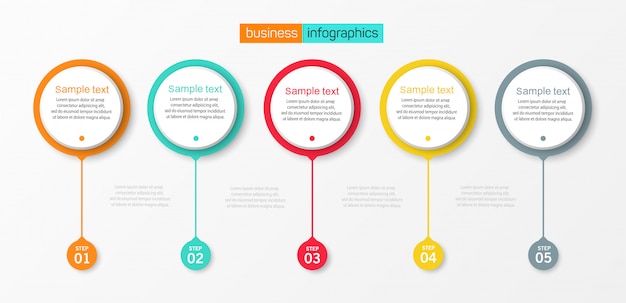 Vector illustration Infographic design template with  5 options or steps