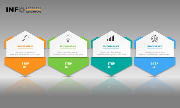 Illustrazione vettoriale modello di progettazione infografica con icone e 4 opzioni o passaggi