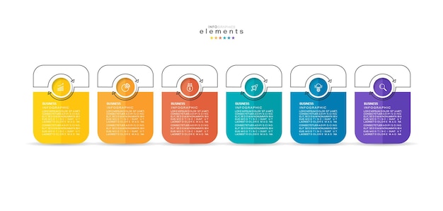 Vettore illustrazione vettoriale modello di progettazione infografica con icone e 6 opzioni o passaggi.