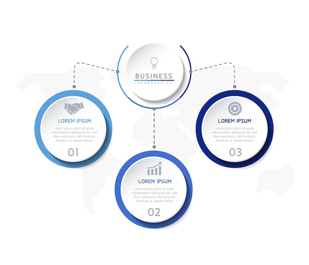 Illustrazione vettoriale, progettazione infografica, modello, marketing, informazioni, con 3 opzioni o passaggi