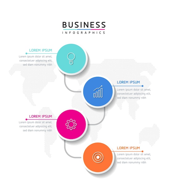 Векторная иллюстрация инфографики дизайн шаблона маркетинговой информации с 4 вариантами или шагами