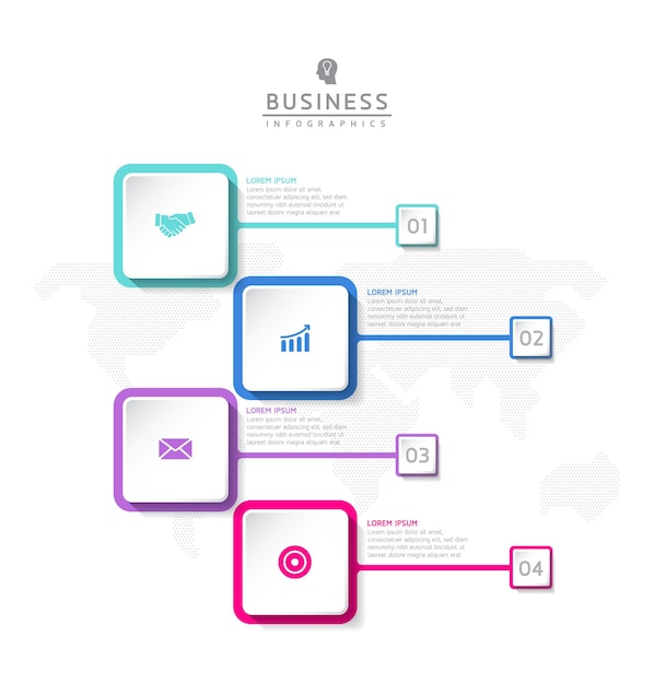 Векторная иллюстрация инфографики дизайн шаблона маркетинговой информации с 4 вариантами или шагами