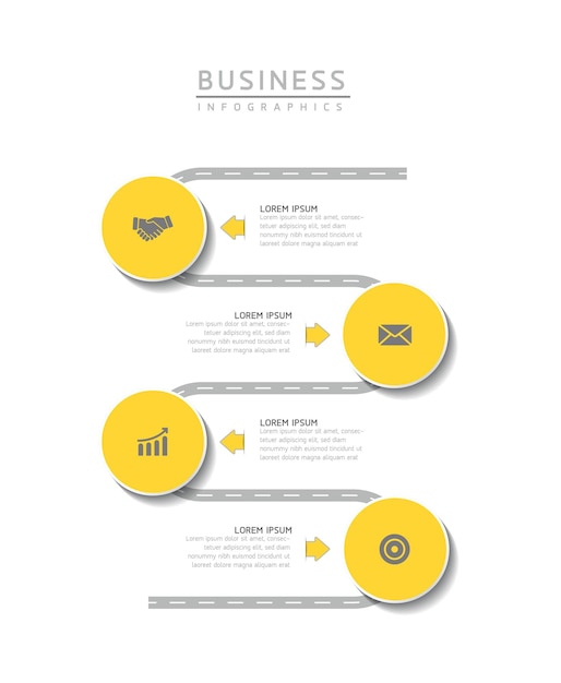 Illustrazione vettoriale, design infografica, modello, marketing, informazioni, con 4 opzioni o passaggi