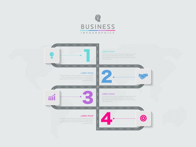 벡터 일러스트 레이 션 인포 그래픽 디자인 템플릿 마케팅 정보 4 옵션 또는 단계