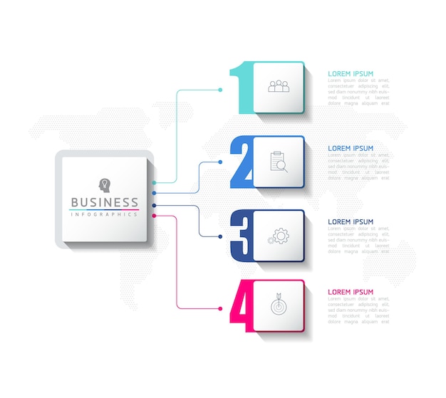 Infografica illustrazione vettoriale modello di progettazione informazioni di marketing con 4 opzioni o passaggi