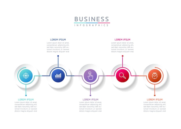 Infografica illustrazione vettoriale modello di progettazione informazioni di marketing con 5 opzioni o passaggi