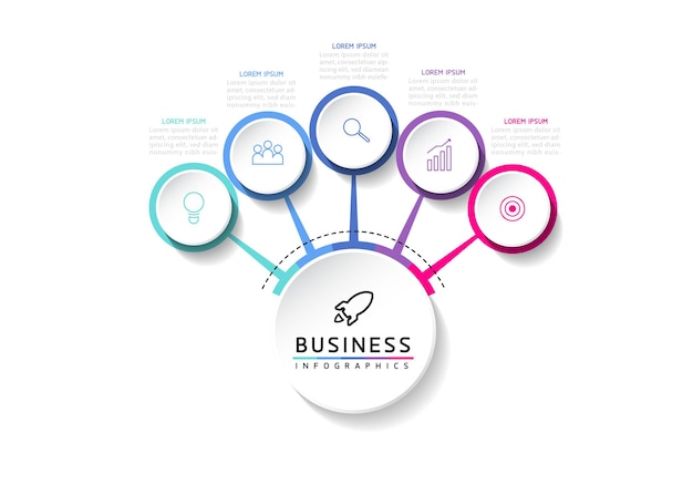 Infografica illustrazione vettoriale modello di progettazione informazioni di marketing con 5 opzioni o passaggi