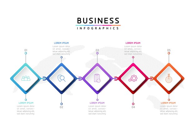 Векторная иллюстрация инфографики дизайн шаблона маркетинговой информации с 5 вариантами или шагами