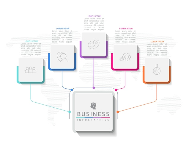 Informazioni di marketing del modello di progettazione di infografica illustrazione vettoriale con 5 opzioni o passaggi