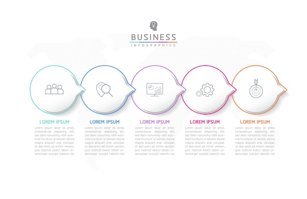 Infografica illustrazione vettoriale modello di progettazione informazioni di marketing con 5 opzioni o passaggi