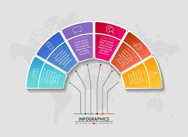 Vector illustration infographics design template marketing information with 6 options or steps