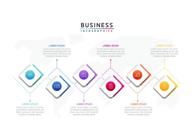 Vector illustration infographics design template marketing information with 6 options or steps