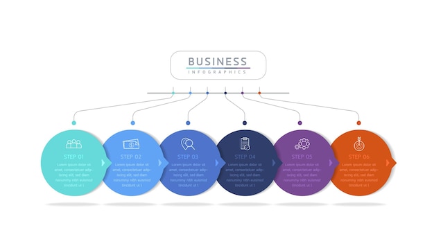 Infografica illustrazione vettoriale modello di progettazione informazioni di marketing con 6 opzioni o passaggi