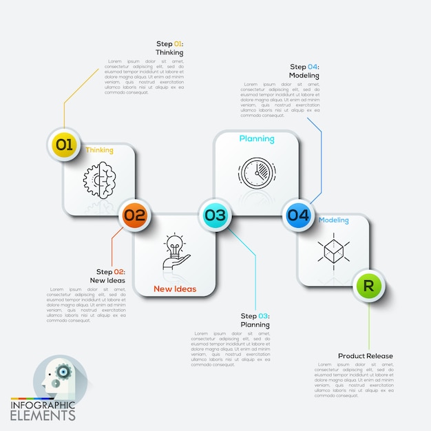 Vettore rettangolo arrotondato di infographics quattro dell'illustrazione di vettore.