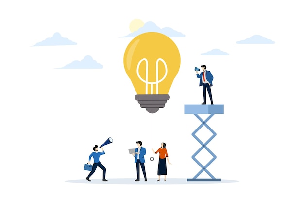 vector illustration of Innovation Concept with Light Bulb or Creative Idea or generating new ideas