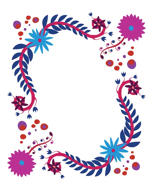 Vector illustration inspired by traditional mexican otomi embroidery