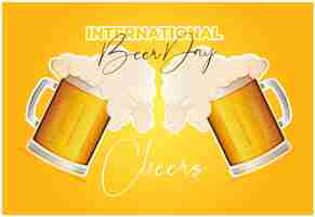 Vector vector illustration international beer day editable post banner template beer cheers party