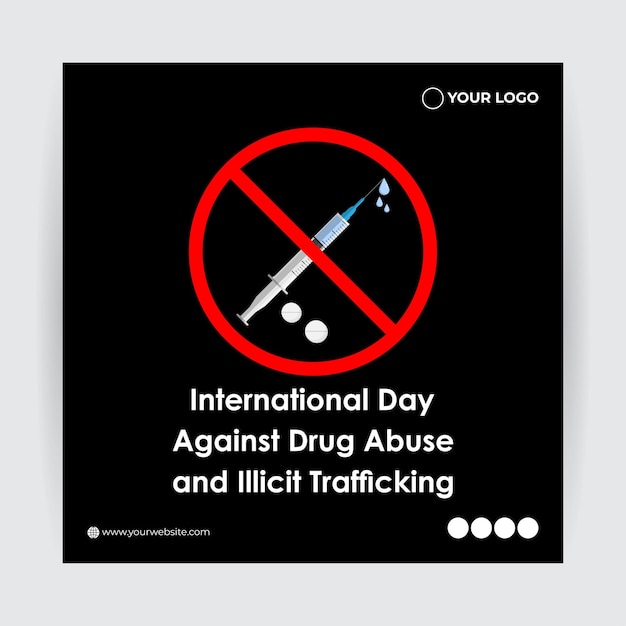 Vector illustration of International Day Against Drug Abuse social media story feed mockup template