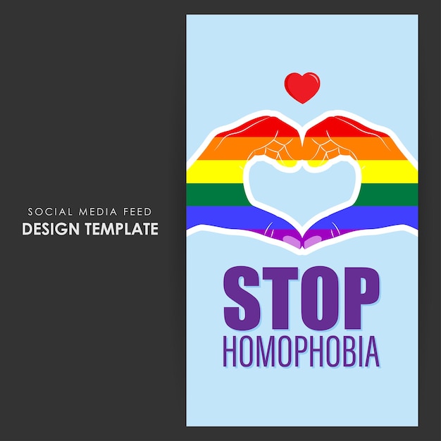 Векторная иллюстрация шаблона макета ленты новостей в социальных сетях Международного дня борьбы с гомофобией