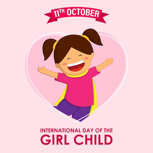 Illustrazione vettoriale per il banner della giornata internazionale della bambina