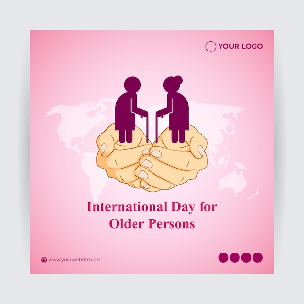 Векторная иллюстрация баннера Международного дня пожилых людей
