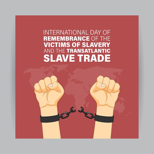 奴隷制の犠牲者と大西洋横断奴隷の国際記念日のベクトル イラスト