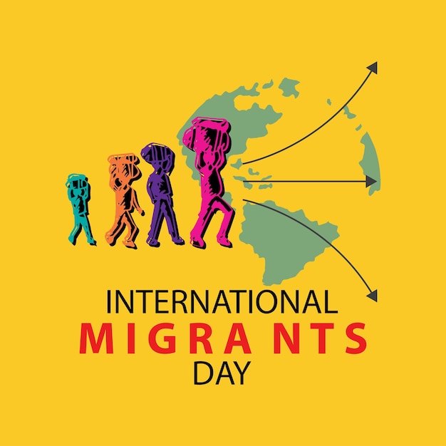 Vettore illustrazione vettoriale della giornata internazionale dei migranti