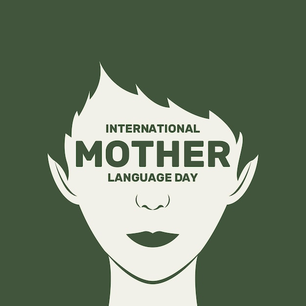 Vector illustration of International Mother Language Day with woman face