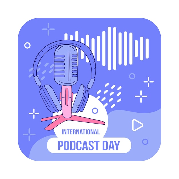 Vettore illustrazione vettoriale della giornata internazionale del podcast il 30 settembre