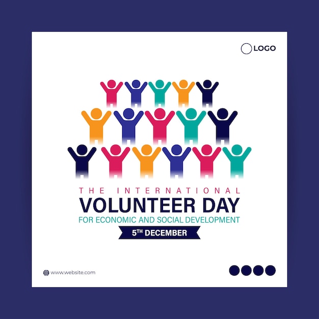 Vector vector illustration of international volunteer day social media feed template