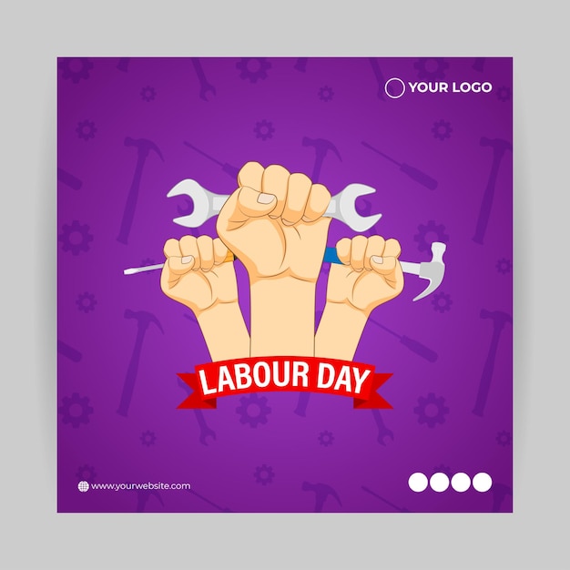 Vector illustration of international workers' day social media story feed mockup template