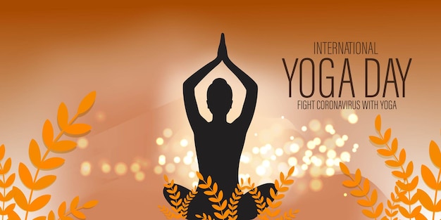 Vector illustration of International Yoga day concept banner 21 June