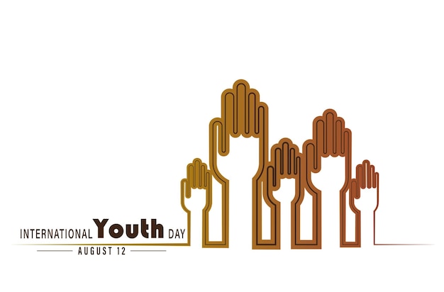 Vector Illustration of International Youth Day 12th August. Hand Drawn art.