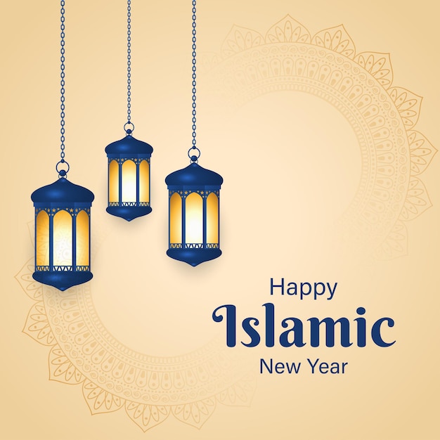 vector illustration of islamic new year social media feed template